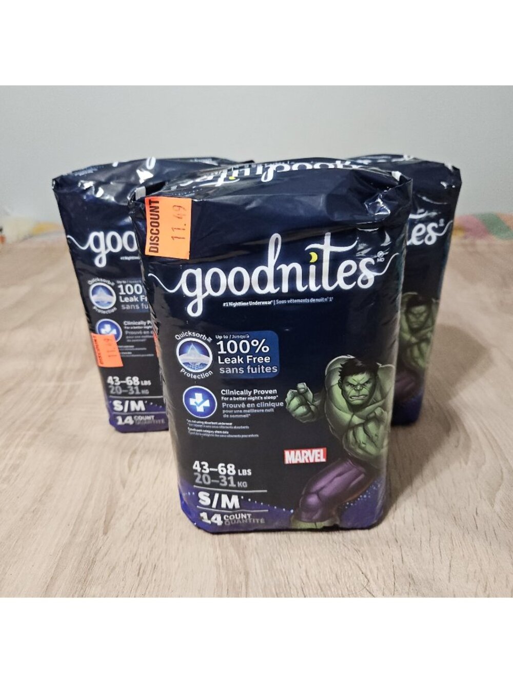 Goodnites Boys Nighttime Bedwetting Underwear Size S/M 14ct Lot Of 3